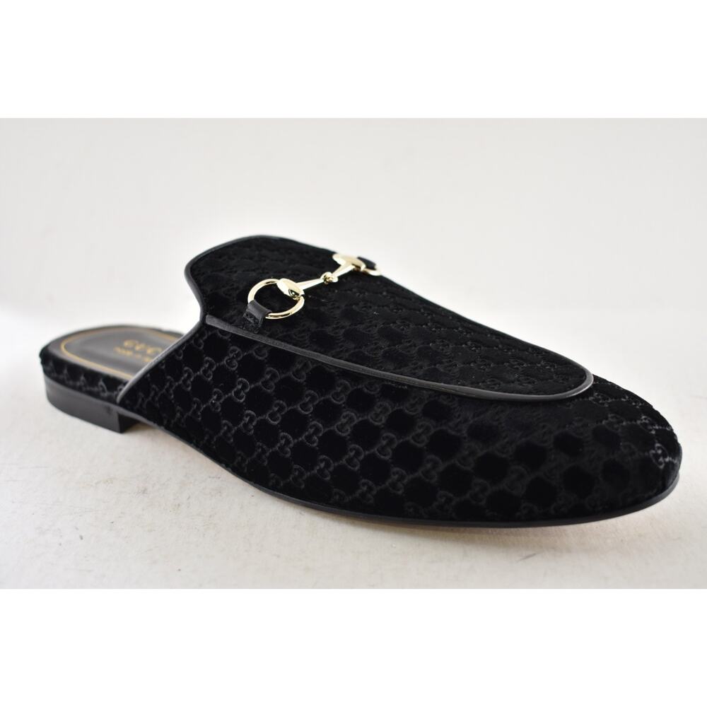 Gucci Princetown Velvet GG Logo Black Backless Slide Loafer Mule Slipper Flat 41 - Picture 6 of 16